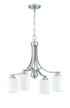 Craftmade 50524-BNK-WG - Bolden 4 Light Chandelier in Brushed Polished Nickel (White Glass)