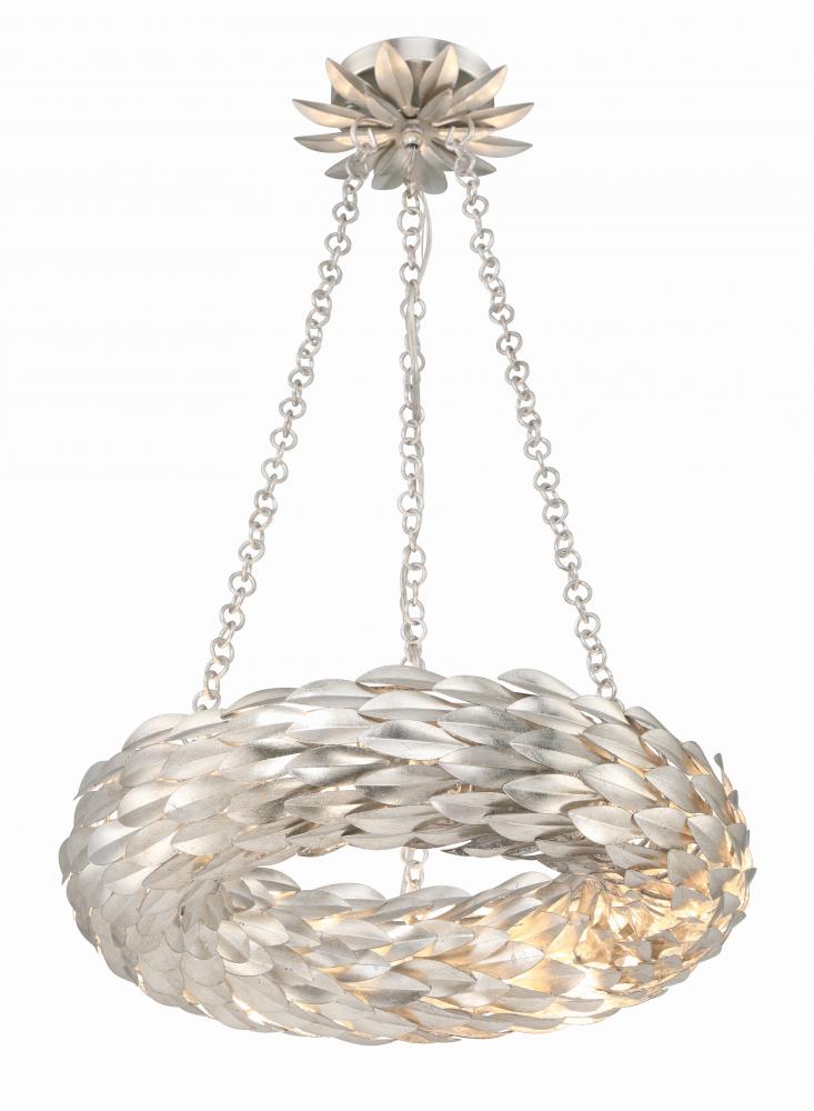 Broche 6 Light LED Antique Silver Chandelier