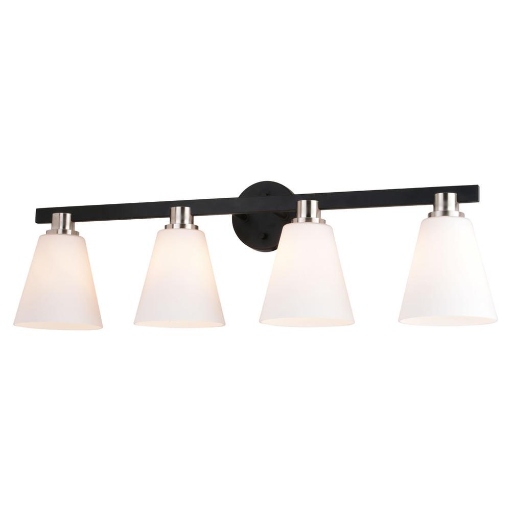 Vermont 4 Light Vanity Matte Black with Satin Nickel
