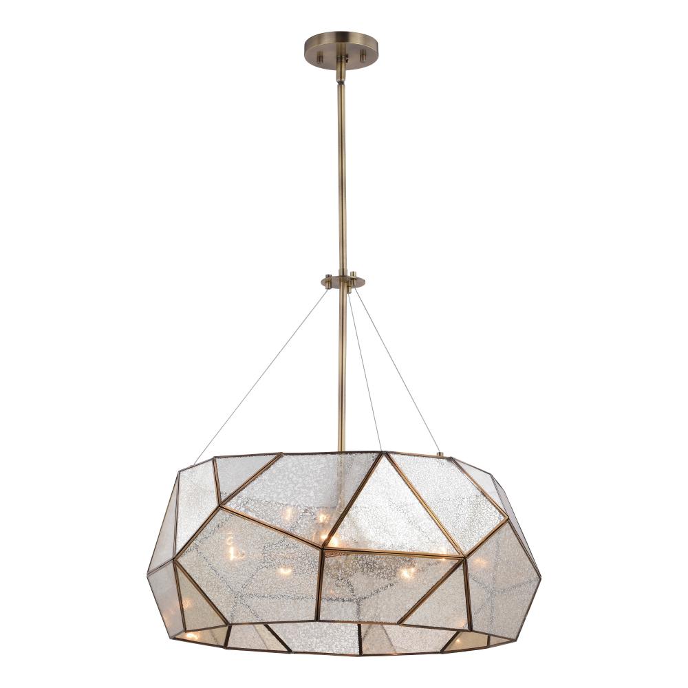 Euclid 24 in.W 5 Light Pendant Aged Brass