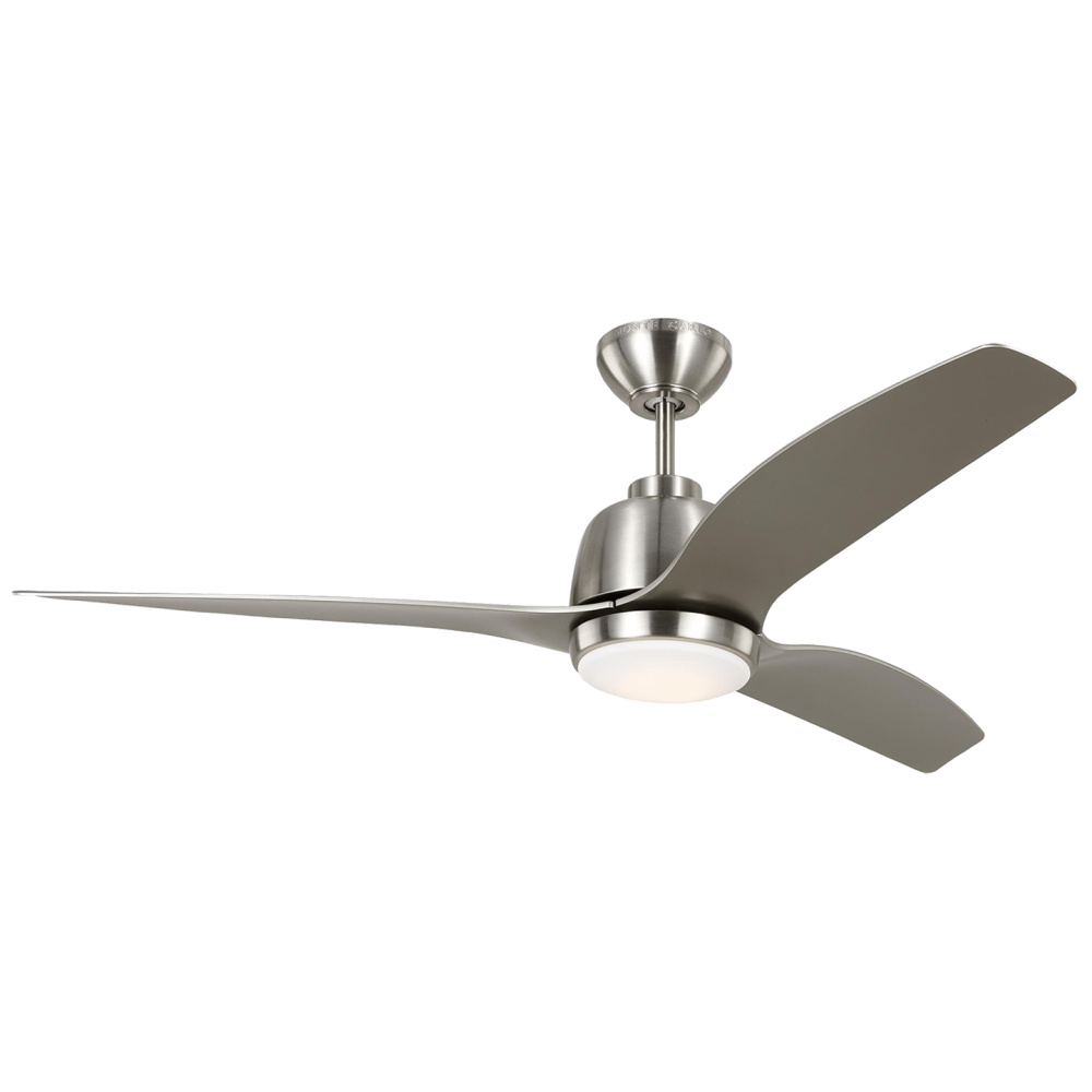 Avila 54" Dimmable Integrated LED Indoor/Outdoor Brushed Steel Ceiling Fan with Light Kit