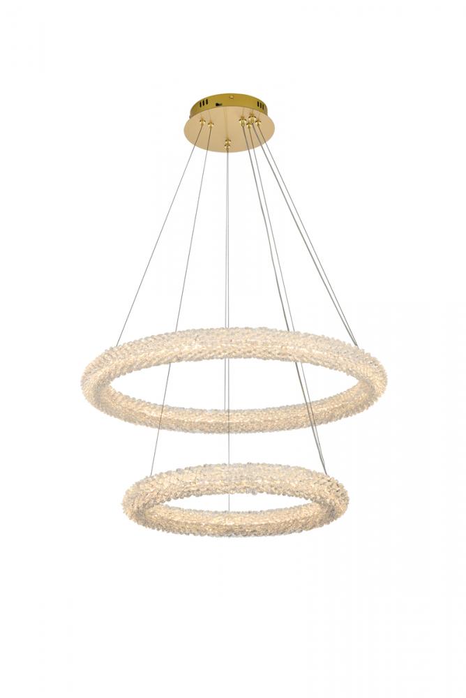 Bowen Hang D28"+D20" LED 64W DIM 3CCT  Satin Gold