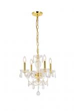 Elegant V7834D17G/RC - Princeton 4 light Gold Pendant Clear Royal Cut Crystal